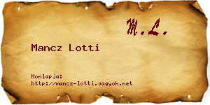 Mancz Lotti névjegykártya